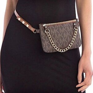 Michael Kors Brown MK Signature Fanny Pack Belt Bag
